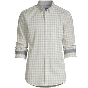 George Men's Classic Fit Long Sleeve Plaid Poplin Green Check Shirt,  Size XL